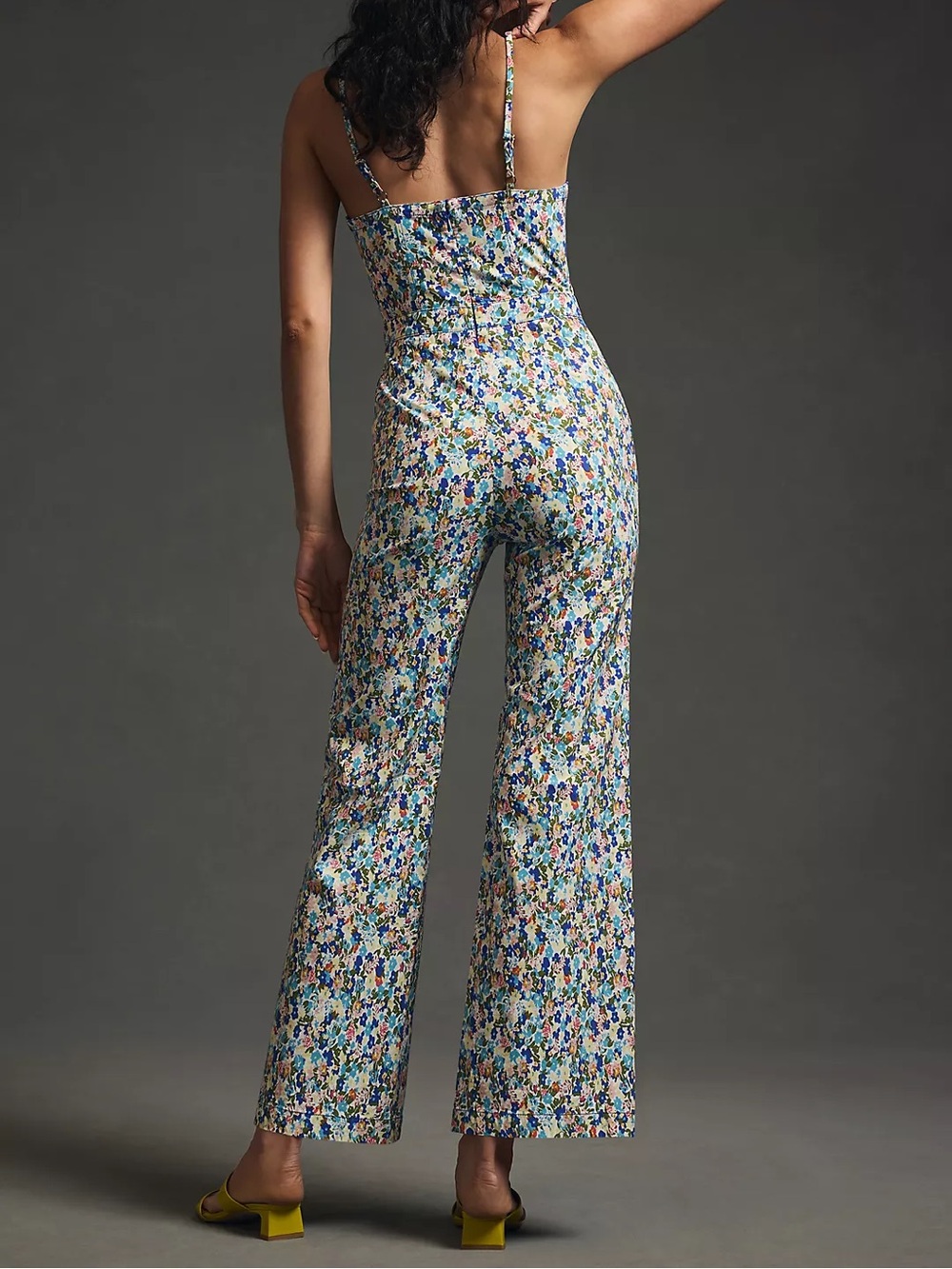 Maeve Anthropologie Colorful Floral Button Front Spaghetti Strap Jumpsuit - Picture 2 of 10